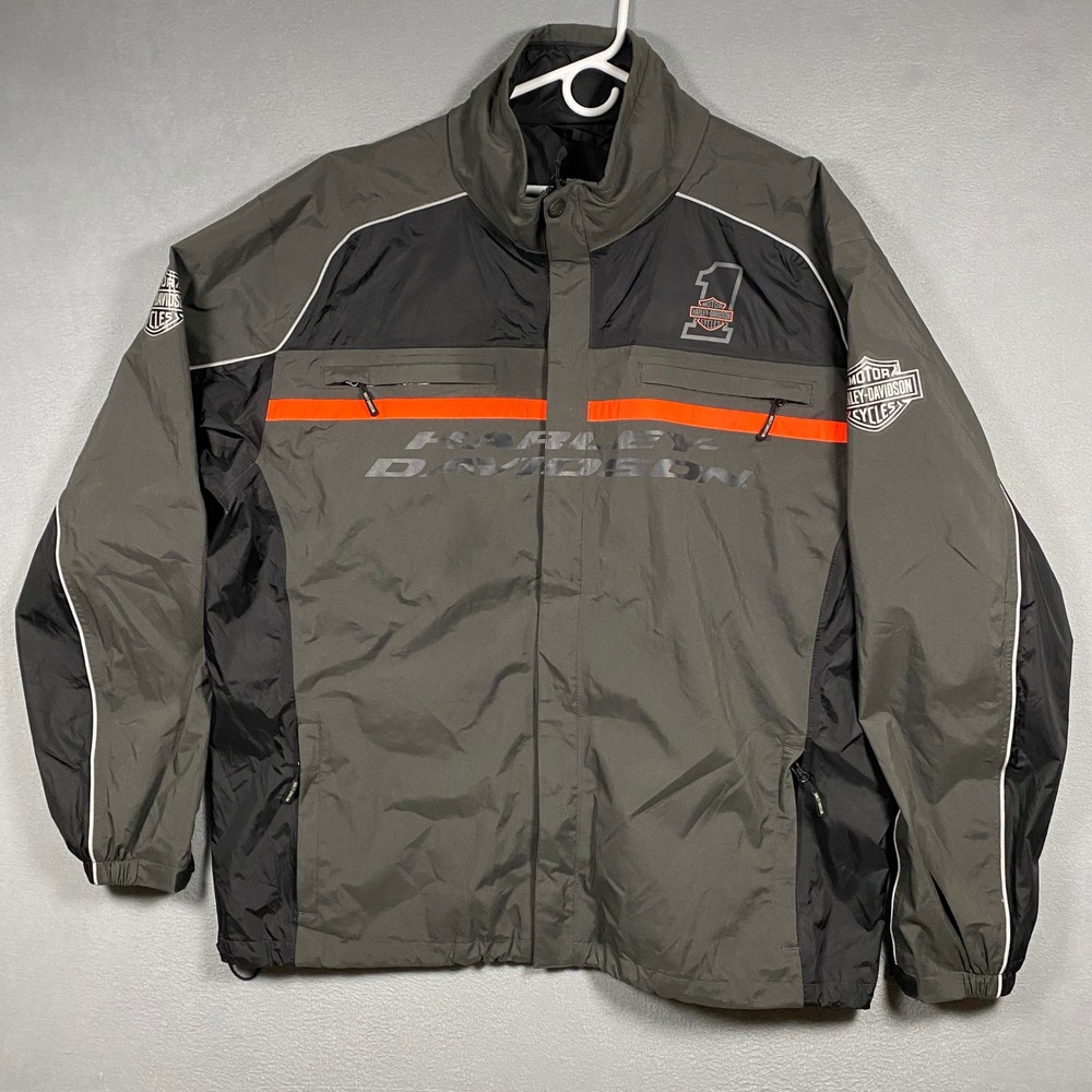 Harley Davidson Jacket Mens 2XL Waterproof Windbreaker Reflective Hooded